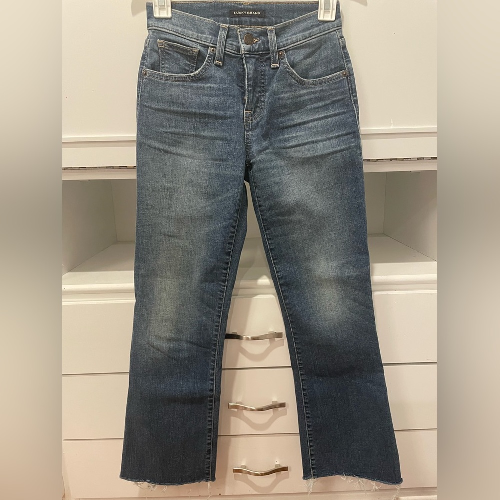 Lucky Brand Mid Rise Crop Mini Boot Cut Jeans 24R
